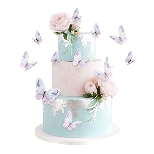 Cyodoos 30 Stück Tinte gemischte Größe lebendige 3D Schmetterling Cupcake Topper für Mädchen Frauen Happy Birthday Hochzeit Party Kuchen Wand Party Essen Dekorationen von Cyodoos