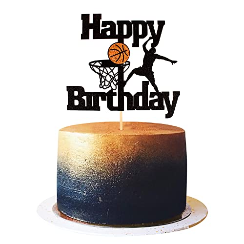 Cyodoos Basketball Happy Birthday Tortenaufsatz Basketballszene Themen-Kuchen Obstspieße für Mann Jungen Vater Geburtstag Event Party Supply von Cyodoos