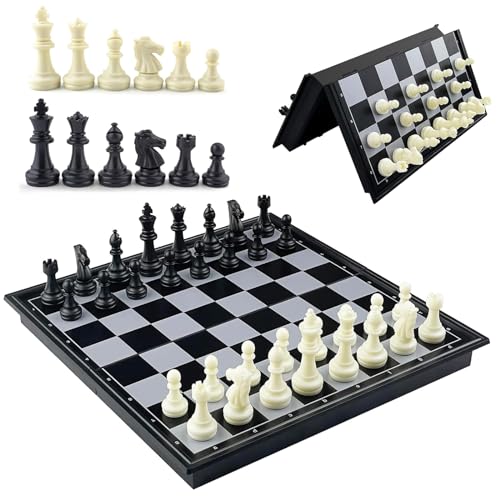 Czwander Schachspiel,Schachbrett Magnetisch, Reiseschach,25 × 25 cm Einklappbar Schachbrett,Tolles Schachspiel für Kinder und Erwachsene von Czwander