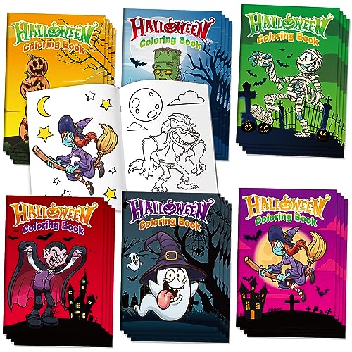 D-FantiX 24 Stück Halloween Malbücher für Kinder, Halloween-Party Gunst für Kind, Halloween Süßes oder Saures Goodie Bag Stuffer Fillers Geschenk für Mädchen und Jungen, Aktivität Dekorationen Zubehör von D-FantiX