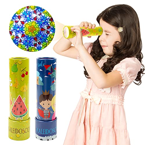 D-FantiX Klassisches Zinn Kaleidoskop für Kinder, 2 Stück Retro Spielzeug Pädagogisches Spielzeug mit Metallkörper, Weihnachtsfeier Gefälligkeiten Taschenfüller Weihnachtsstrumpffüller Kinder von D-FantiX