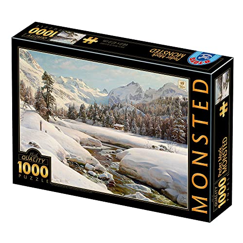 D-TOYS 77660 Puzzle 1000 pcs Peder MØRK MØNSTED_Winter Landscape in Switzerland Near Engadin, Multicolored von D-Toys