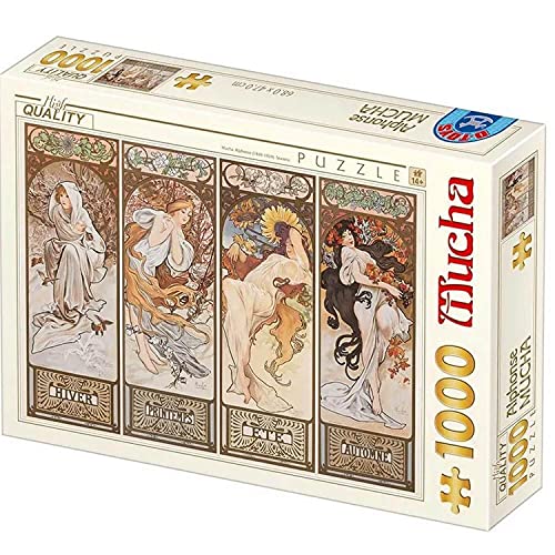 D-TOYS 77721 Puzzle 1000 Alphonse Mucha_Seasons, Multicolored von D-Toys