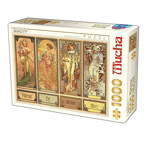 D-Toys Puzzle 5947502875901/ MU 12 Puzzle 1000 pcs Alphonse Mucha Seasons, Multicolor, 68x47 cm von D-Toys