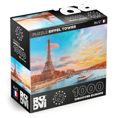 Roovi Puzzle Discover Europe - Eiffelturm, Paris, Frankreich, 1000 Teile von D-Toys