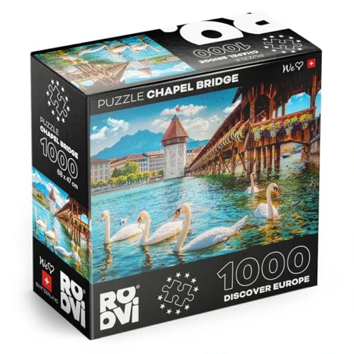 Roovi Puzzle Discover Europe - Kapellbrücke, Luzern, Schweiz 1000 Teile von D-Toys