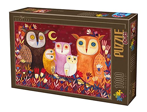 Unbekannt 73747-OW01 D-Toys Puzzle 1000 Teile-Andrea Kürti: Eulen, Multicolor von D-Toys