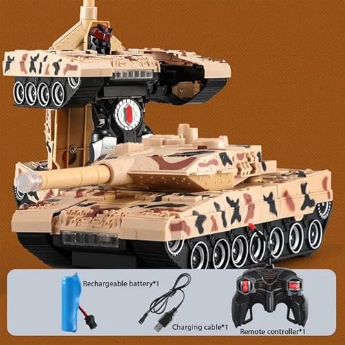 D&I Ferngesteuerter Panzer Auto Tranformation Transformer Kinderspielzeug Transformer auf Knopfdruck (Braun Camo) von D&I