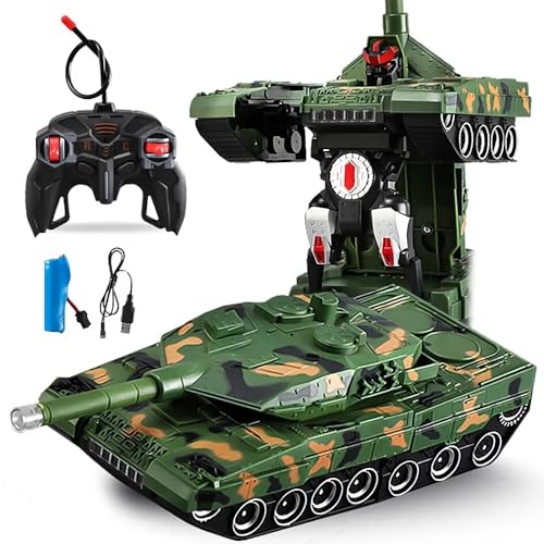 D&I Ferngesteuerter Panzer Auto Tranformation Transformer Kinderspielzeug Transformer auf Knopfdruck (Grün Camo) von D&I
