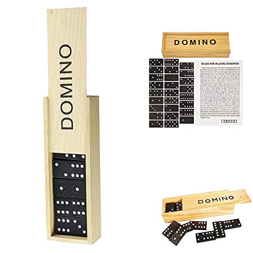 D.A.Y. Republic Klassische Doppel-Sechs-Dominosteine, 28-teiliges Domino-Set in Metall-Retro-Blech, Holzbox, Geschenk, Spielkarten, Tier, Bauernhof, Transport, Kinder, passendes Spiel (28 Dominosteine von D.A.Y. Republic