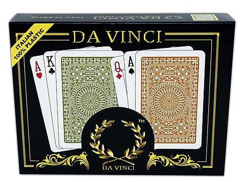 Da Vinci Club Casino, Italian 100% Plastic Playing Cards, 2-Deck Set Bridge size Regular Index, with Hard Shell Case & 2 Cut Cards von DA VINCI