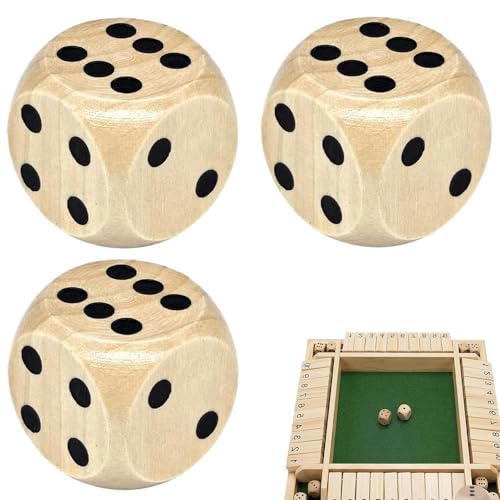 3 Stück Würfel Groß,Holzwürfel,Spielwürfel,Holzwürfel Groß,Würfel Holz,Großer Würfel-30mm,Hölzerne Dice,Natürlich Holz Spielwürfel,Für Board Game Holzspiel Tischspiele Taschenwürfel Würfelspiele von DAAIZIII