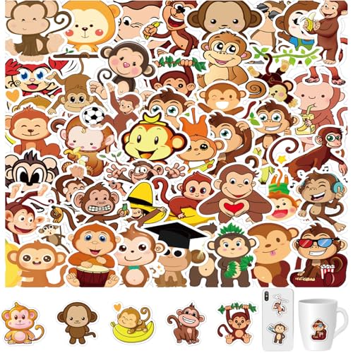 50 Stück Niedliche Monkey Sticker Set，monkeys aufkleber,affe aufkleber,Wasserfester Affenaufkleber，für Auto Skateboard Fahrrad Moped Motorrad Fahrrad Computer, Gepäck,Geeignet für Erwachsene Kinder von DAAIZIII