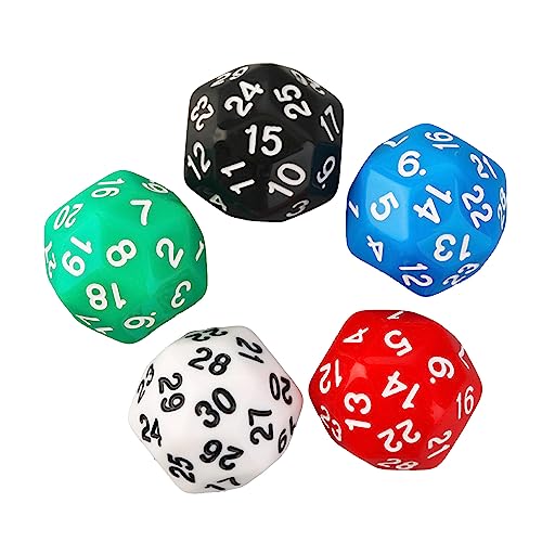 5 Stücke 30 Seitig Dices D30 Polyedrale Rolle Spielen Dices Pack RPG Brettspiel Dices Acrylic Dices Club Game Dices Kits von DABAIXIONG