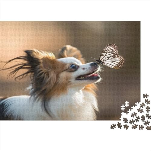 Papillon Hund Puzzlespiel 1000 Teile Für Erwachsene, Einzigartige Kunstwerke Und Vorlage - Geburtstagsgeschenk - Spaßige Puzzles Mit Überraschung Von Puzzle in A Bag Puzzel 1000pcs (75x50cm) von DABDOKASR