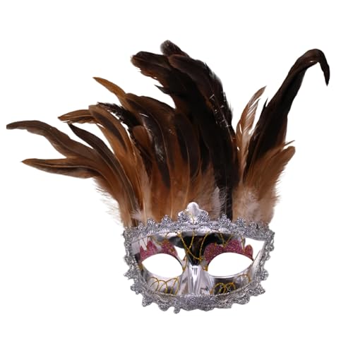 DACONGMING Maskenball Venezianische Maske Damen Herren für Karneval Fasching Halloween Cosplay Kostüm Zubehör Maskenball Masquerade Mask Schwarze Federmaske Rabenmaske Venezianische Maske von DACONGMING