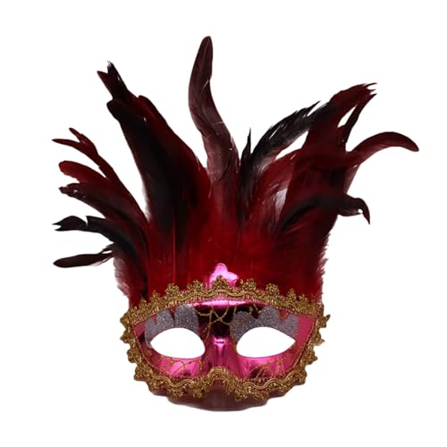 DACONGMING Maskenball Venezianische Maske Damen Herren für Karneval Fasching Halloween Cosplay Kostüm Zubehör Maskenball Masquerade Mask Schwarze Federmaske Rabenmaske Venezianische Maske von DACONGMING