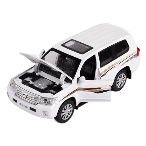 DADYA 1/32 Diecast Legierung Automodelle Für Land Cruiser Geländewagen SUV 4 Türen Geöffnet Mit Leichtmetallfahrzeug Spielzeug(Color:White,Size:with Box) von DADYA