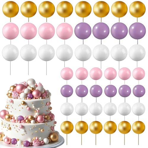 108 Stück Kugeln Kuchen Topper Dekorationen Cupcake Topper Ballons DIY Kuchen Einsatz Topper Schaumstoff Kuchen Topper Kugeln für Geburtstag Party Hochzeit Jahrestag Babyparty von DAGESVGI