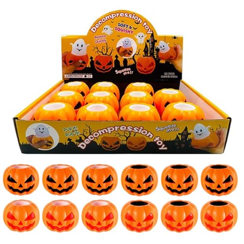 DAGLLGEW 12 PCs Stressspielzeug Kürbis Halloween Spielzeug zur Linderung von Ghost Lindering Stress Party bevorzugt sensorische weiche Flexible Squeeze Spielzeuge für Erwachsene Kinder von DAGLLGEW