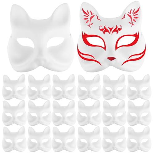 20 STÜCKE Fuchsmaske DIY bemalbare weiße Tiermaske Cosplay Zubehör mit Riemen für Party Maskerade Kostüm Halloween Tiermaske 20 STÜCKE Fuchsmaske DIY bemalbare weiße Tiermaske Cosplay Zubehör mit Riemen für Party Maskerade Kostüm Halloween Tiermaske von DAGLLGEW