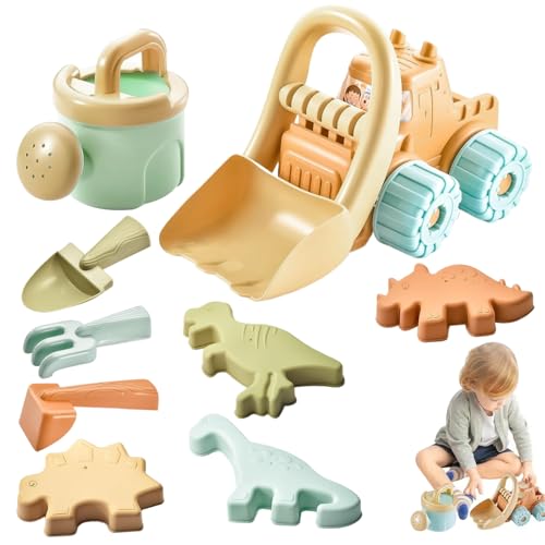 Beach Toys 10 PCs/Set Buntes Kleinkind Beach Spielzeug mit Mesh -Tasche gehören Shovel Bulldozer Tierdinosaurier und Bewässerung von Formen für Kinder und Kleinkinder Strandspielzeugspielzeug von DAGLLGEW