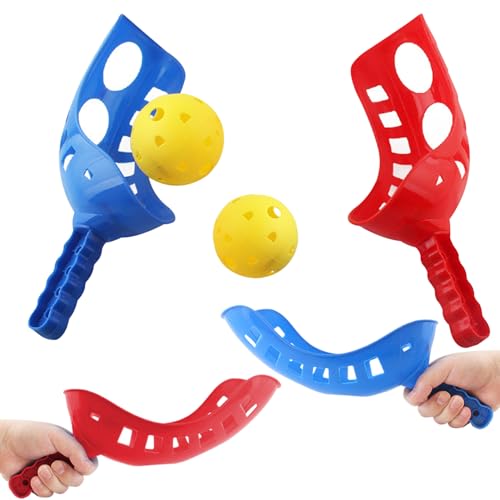 DAGLLGEW 2 Set Scoop Ball Parent Kind Schaufel Ballspiel umfasst 4 Scoops 2 Bälle Outdoor Beach Picnic Family Yard Games für Kinder/Erwachsene von DAGLLGEW