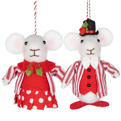 DAGLLGEW 2pcs Filz Weihnachtsschmuck handgefertigtes Handwerk süße Filzmaus hängende Weihnachtspuppe für Weihnachtsbaumdekorationen Party liefert Kinder Geschenke von DAGLLGEW