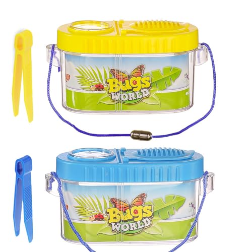 DAGLLGEW Becherlupen für Kinder Insekten Kinder Forschen mit Lupenglas und Pinzetten partitionierbare Insektenbox für Kinder Wissenschaft Nature Exploration 2 PCs von DAGLLGEW