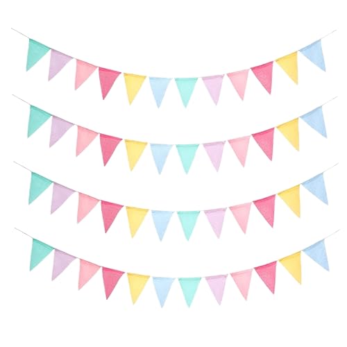 DAGLLGEW Bunte Wimpelflaggen Pastell Stoff Dreieck Flaggen Dekoratives Amme für Babyparty Eröffnung Studen Graduation Geburtstagsfeier 48pcs von DAGLLGEW