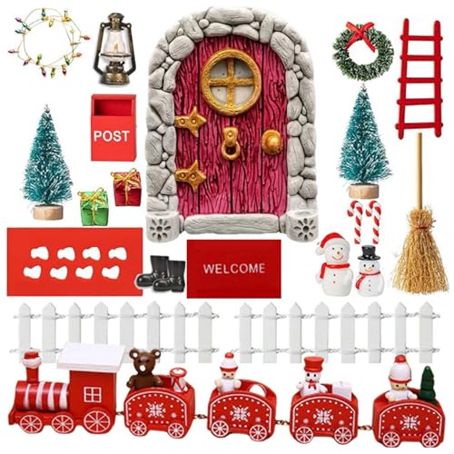 DAGLLGEW Elf Door Kit 1:12 Skala hölzerne gewölbte Märchen -Feen -Tür stabil realistische Miniaturpuppenhaus Weihnachtsdekorationen für Kinder Geschenk Weihnachten Elf Supplies Dekor Dekor von DAGLLGEW