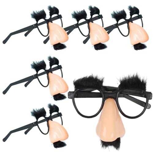 DAGLLGEW Halloween Lustige Brille 6pcs Neuheit Brille mit gefälschten Nasen Augenbrauen ＆ Schnurrbart lustige Kostüme Witzbrille für Halloween Kostüm Gefälligkeiten Geburtstagsfeiern von DAGLLGEW