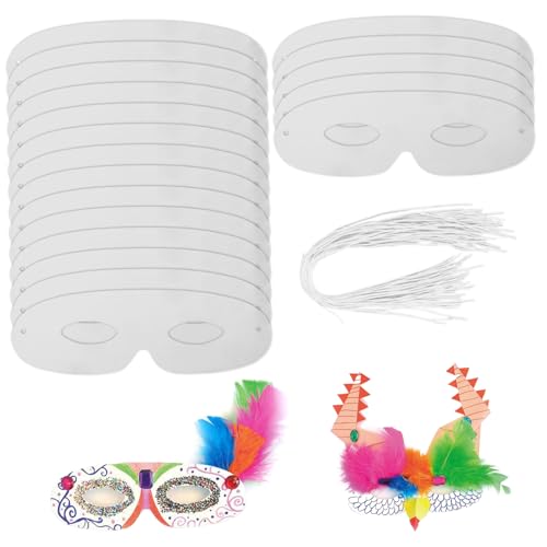 DAGLLGEW Halloween -Maske weiße Maske 40pcs Aufsichtsmasken für Handwerk DIY zum Malen Leere Maske Maskerade Maske mit Gurten für Masken Kostümparty von DAGLLGEW