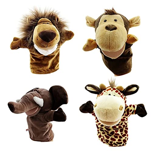 DAGLLGEW Handpuppen-Set, Plüsch, Elefant, Giraffe, Löwe, AFFE, Fingerpuppen, Puppenspielzeug für Kinder, 4 Stück, Plüsch-Handpuppe, Fingerpuppen, Tier-Handpuppe, Rollenspiel-Handpuppen DAGLLGEW Handpuppen-Set, Plüsch, Elefant, Giraffe, Löwe, AFFE, Fingerpuppen, Puppenspielzeug für Kinder, 4 Stück, Plüsch-Handpuppe, Fingerpuppen, Tier-Handpuppe, Rollenspiel-Handpuppen von DAGLLGEW