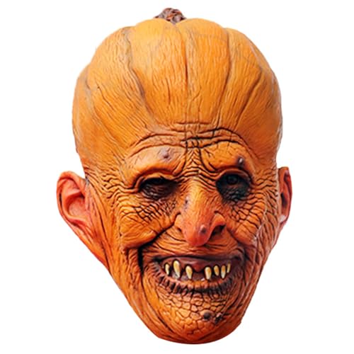 DAGLLGEW Kürbismaske Latex Scary Halloween Kostüme Maske gruseliger Kürbiskopf mit Belüftungslöchern Maskerade Cosplay Kostüm Halloween Masken für Party Streiche Fleischivalen von DAGLLGEW