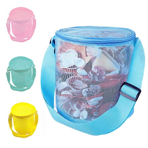 DAGLLGEW Mesh Beach Bags Kinder sammeln Beschussbeutel Sandspielzeughalterbeutel mit verstellbarem Riemen für Strandsandspielzeug 4pcs von DAGLLGEW