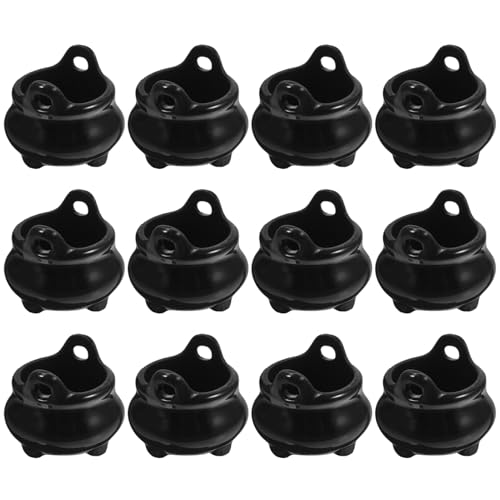 DAGLLGEW Mini Cauldron 12pcs Hexen Kessel Halloween Plastik Kessel Black Cesson Pot Hängende Kesselkessel mit Loch für Halloween Dollhouse Miniaturen Party Gefälligkeiten von DAGLLGEW