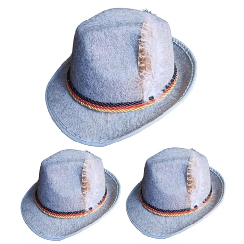 DAGLLGEW Oktoberfest Hut, 3pcs gefiederte Fedora Hut weich dekorative Oktoberfest Kostümhüte Retro Oktro Oktroberfest Dekorationen für Karneval, Partykleid, Rollenspiel und Cosplay, Style 3 von DAGLLGEW