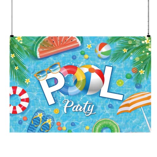 DAGLLGEW Pool Party Hintergrund Sommerpool -Partyfotografie Hintergrund Schwimmbad Party Dekorationen 1.8x1,2 m Kinder Sommerspielzeug von DAGLLGEW