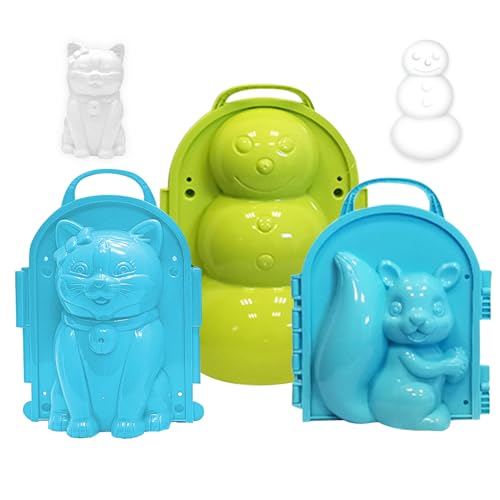 DAGLLGEW Schneeballhersteller 3pcs süße Schneemann -Katzen -Eichhörnchen -Schneeformen Schneeformen Wiederverwendbare Winter Außenschnee für Kinder - zufällige Farbe von DAGLLGEW