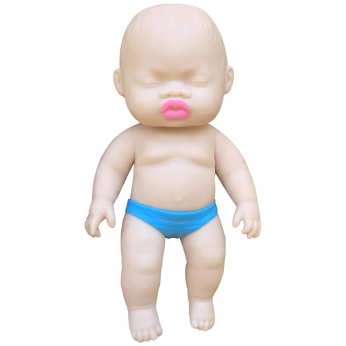 DAGLLGEW Stress Puppe Schläfrige Gesichtsquprde Spielzeug realistische Nältige Gummi Stress Relief Spielzeug Resilient Stressspielzeug für Erwachsene Kinder Hautfarbe mit zufälliger Farbe Hose von DAGLLGEW