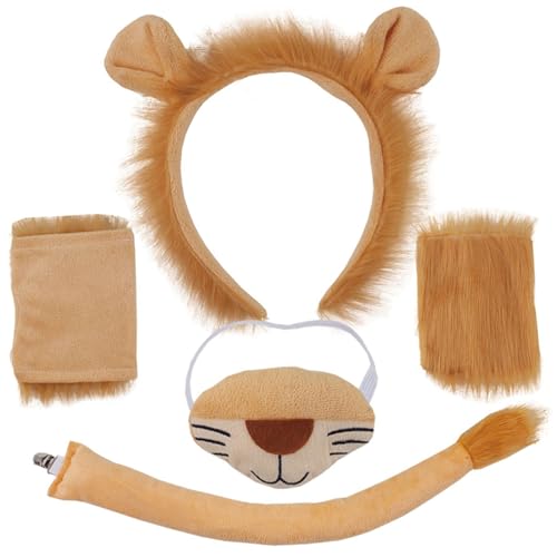 DAGLLGEW Tierkostüm 4pcs Set realistische weiche Halloween -Kostüme umfassen Schwanznasenkrallen Handschuhe Süßes pelziges Kostüm für Halloween Cosplay Party von DAGLLGEW