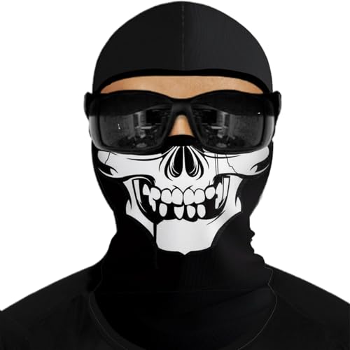 Halloween -Masken -Schädel -Maske Sonnenschutz Vollkopf Geistermaske Hochelastische Spandex Skelettmaske Scary Ghostface Maske für Motorradfahrrad Skateboard Wanderschnee Schneemobil Snowboardstil von DAGLLGEW