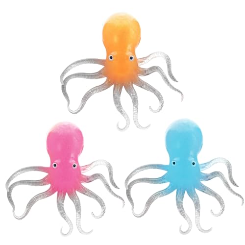 Stressspielzeug 3PCS Oktopus förmige Squeeze Spielzeuggummi Gummi Zappelspielzeug widerstandsfähiger tragbares Dekompression Spielzeug für Erwachsene Kinder zufällige Farbe von DAGLLGEW