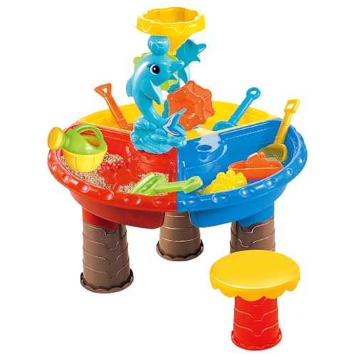 Wasserspieltisch Wassertisch Kinder Outdoor farbenfroher Sand Und Wasserspieltisch mit niedlichem Delphin Abs Wasser Spieltisch interaktiver Wassertisch Water Table für Innenrand im Freien, Runde von DAGLLGEW