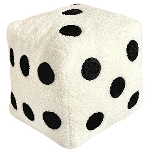 Würfel Kissen 20 * 20 cm niedliches Plüschwürfel Spielzeug mit Schleife Samt bequem gefüllt Big Dice Throwable Creative Fun Dice Dekor für Home Schlafzimmer Sofa Café Dekoration Weiß weiß von DAGLLGEW