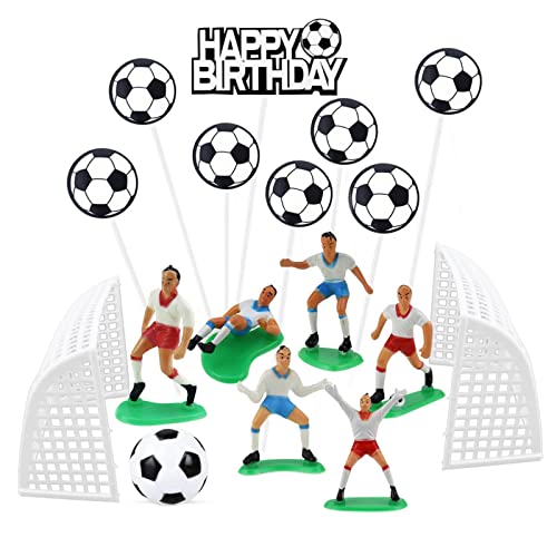 DAGORD 19 Stück Kuchendekorationen, Fußballfiguren, Geburtstag, Fußball, Jungen, Kuchen, Dessertdekoration, Fußballtorte, Geburtstag, Fußball, Jungen, Cake Topper, Dekoration für Kinder von DAGORD