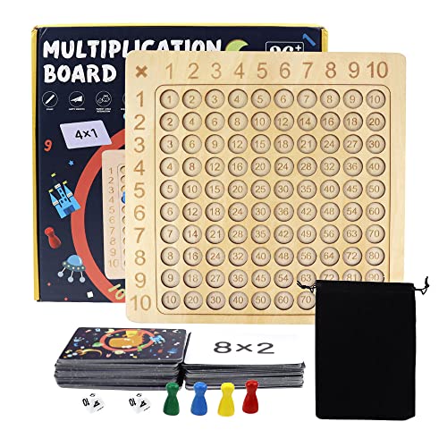 DAGORD Mathe-multiplikationsbrett aus Holz Kinderzählspielzeug 1x1 Brettspiel Multiplikationsbrett Multiplikationsbrett Großes 1x1 Holzrechenbrett Grundschule von DAGORD