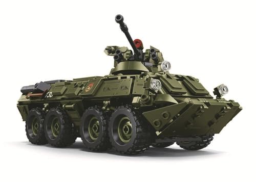 DAHONPA BTR-80 Gepanzerter Personenträger-Baustein (619 PCS), 2-in-1 militärisches Schwertransporter-Fahrzeug-Modellbausatz, Sammlerstück, Armee-Modell, Geschenk für Kinder, Erwachsene und von DAHONPA