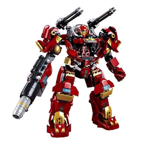 DAHONPA Red Warrior Transforming Mech Building Blocks Set, Assembly Mecha Robot Model Kit (588+ pcs) City MechWarrior Toy Christmas Birthday Gifts for Adults and Kids von DAHONPA